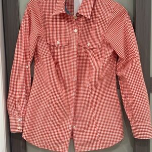 Van Heusen Red Checkered Women's Top